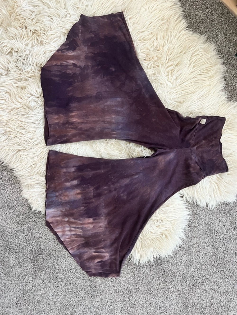 Jack And Roses In Tyrian Hemp Stretch Tie-Dye Bell Bell Bottom Capris Deep Plum